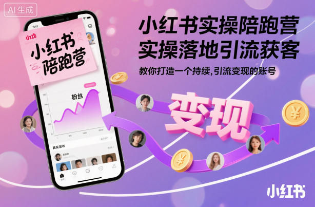 小红书实操陪跑营，实操落地引流获客，教你打造一个持续引流变现的账号-阳明聊项目