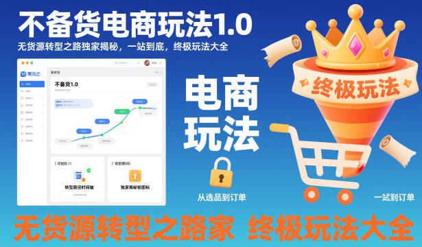 不备货电商玩法1.0，无货源转型之路独家揭秘，一站到底，终极玩法大全-阳明聊项目