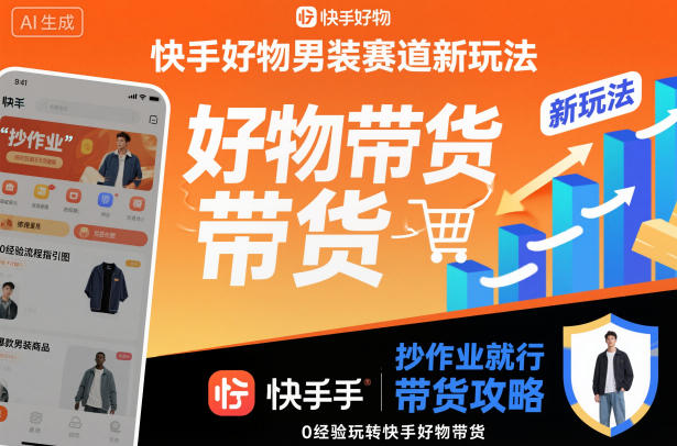 快手好物男装赛道新玩法，抄作业就行，0经验玩转快手好物带货-阳明聊项目