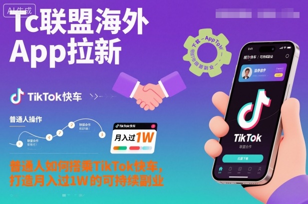 Tc联盟海外App拉新：普通人如何搭乘TikTok快车，打造月入过1W的可持续副业-阳明聊项目