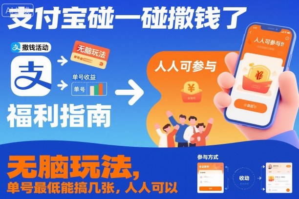 支付宝碰一碰撒钱了，无脑玩法，单号最低能搞几张，人人可以撸【揭秘】-阳明聊项目