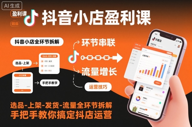 抖音小店盈利课-选品-上架-发货-流量全环节拆解，手把手教你搞定抖店运营-阳明聊项目
