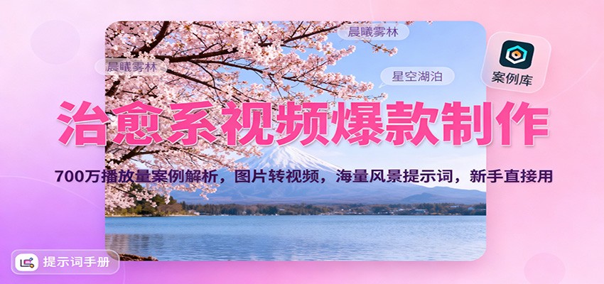 治愈系视频爆款制作，700万播放量案例解析，图片转视频，海量风景提示词，新手直接用-阳明聊项目