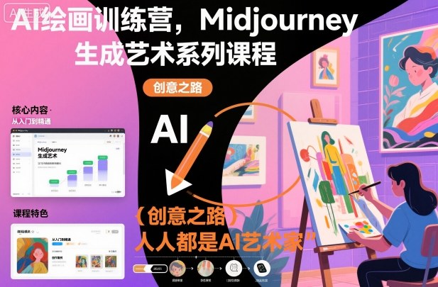 AI绘画训练营，Midjourney生成艺术系列课程，人人都是AI艺术家-阳明聊项目