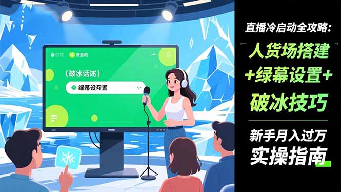 直播冷启动全攻略:人货场搭建+绿幕设置+破冰技巧，新手月入过万实操指南-阳明聊项目