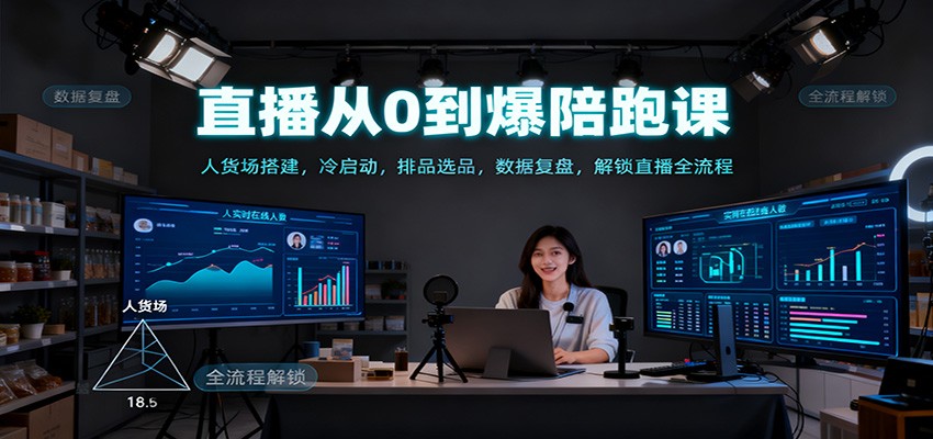 直播从0到爆陪跑课：人货场搭建，冷启动，排品选品，数据复盘，解锁直播全流程-阳明聊项目