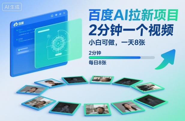 百度AI拉新项目，2分钟一个视频，小白可做，一天8张【附案例+保姆级教程】-阳明聊项目