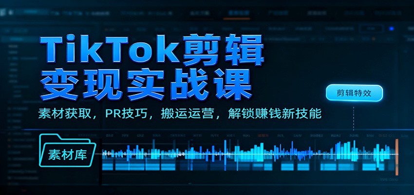 TikTok剪辑变现实战课:素材获取,PR技巧,搬运运营,解锁赚钱新技能-阳明聊项目