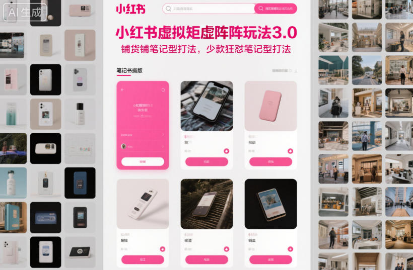 小红书虚拟矩阵玩法3.0，铺货铺笔记型打法，少款狂怼笔记型打法-阳明聊项目