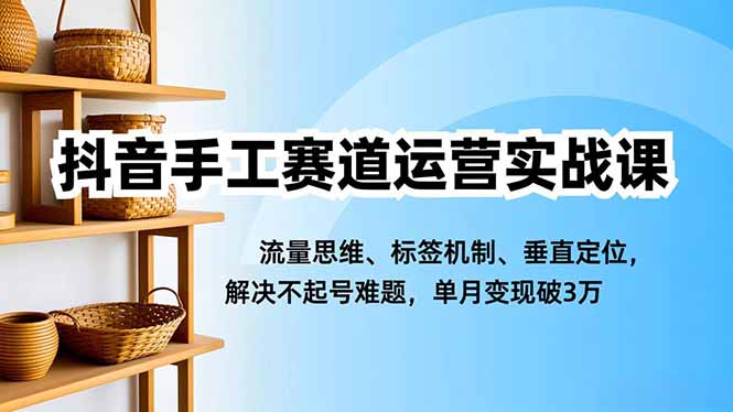 抖音手工赛道运营实战课，流量思维、标签机制、垂直定位，解决不起号难题，单月变现破3万-阳明聊项目