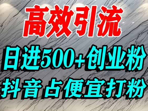 怎么打创业粉？抖音利用占便宜心理引流创业粉，单人日引500+精准流量-阳明聊项目