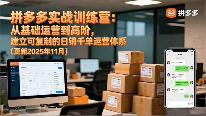 拼多多实战训练营:从基础运营到高阶,建立可复制的日销千单运营体系(更新11月-阳明聊项目