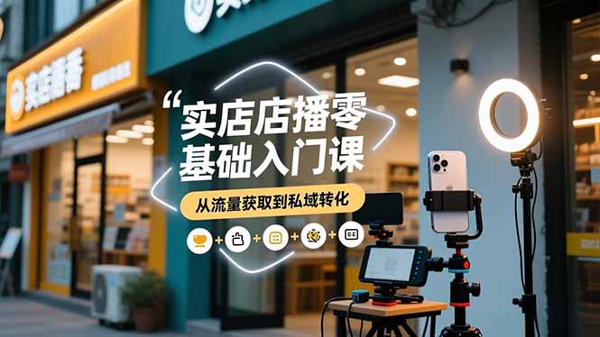 实体店播零基础入门课，实体店+短视频+直播+微信生态+私域社群，从流量获取到私域转化-阳明聊项目