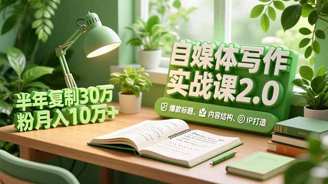 自媒体写作实战课2.0，爆款标题、内容结构、IP打造，半年复制30万粉月入10万+-阳明聊项目