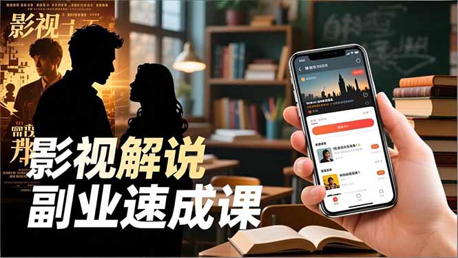 Tk影视解说副业速成课,软件安装、全流程实操、爆款预设,新手两周变现-阳明聊项目