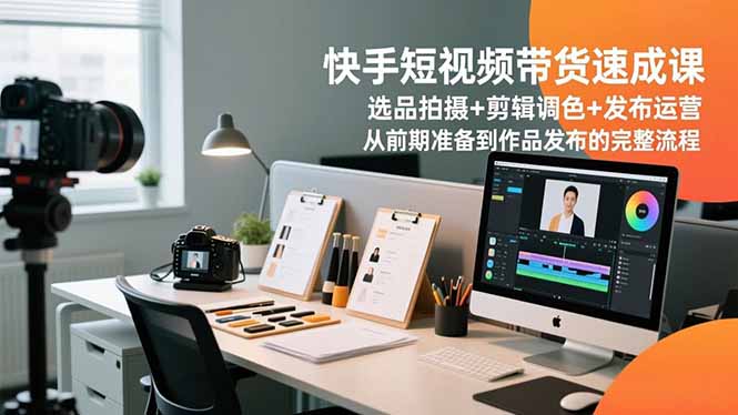 快手短视频带货速成课,选品拍摄+剪辑调色+发布运营,从前期准备到作品发布的完整流程-阳明聊项目