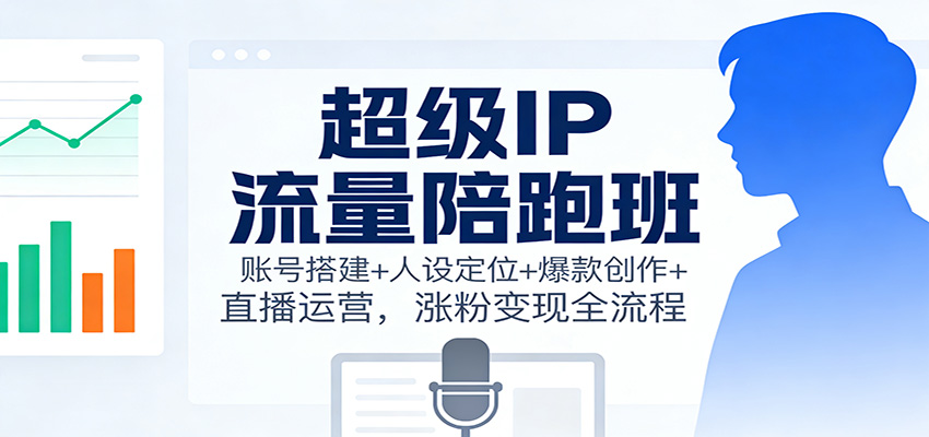 超级IP流量陪跑班：账号搭建+人设定位+爆款创作+直播运营，涨粉变现全流程-阳明聊项目