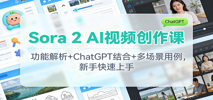Sora 2 AI视频创作课：功能解析+ChatGPT结合+多场景用例，新手快速上手-阳明聊项目