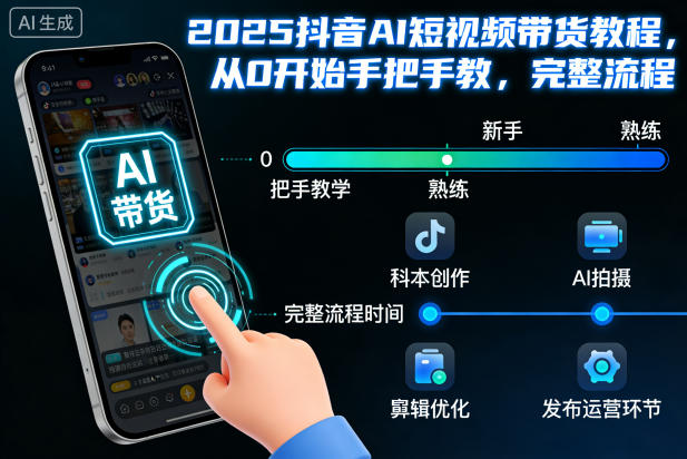 2025抖音AI短视频带货教程，从0开始手把手教，完整流程-阳明聊项目
