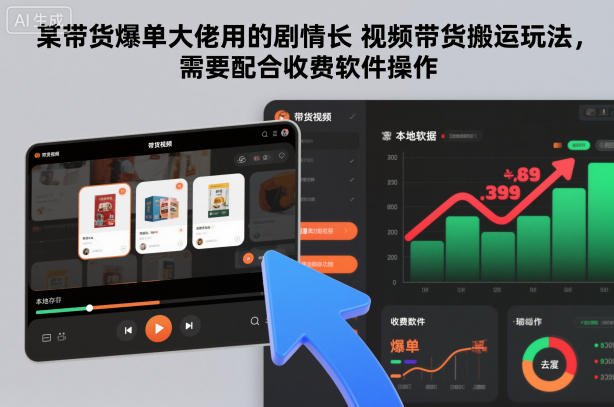 某带货爆单大佬用的剧情长视频带货搬运玩法，需要配合收费软件操作-阳明聊项目