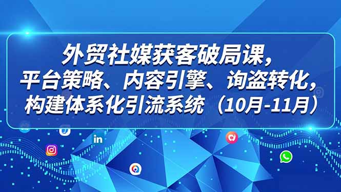 外贸 社媒获客破局课,平台策略、内容引擎、询盘转化,构建体系化引流系统(10月-11月-阳明聊项目