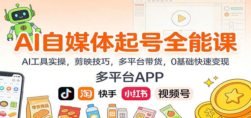 AI自媒体起号全能课:AI工具实操,剪映技巧,多平台带货,0基础快速变现-阳明聊项目