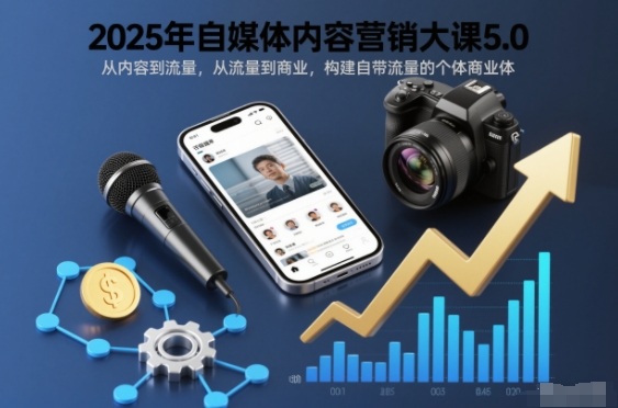 2025年自媒体内容营销大课5.0，从内容到流量，从流量到商业，构建自带流量的个体商业体-阳明聊项目