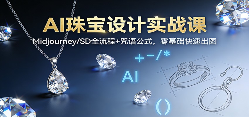 AI珠宝设计实战课：Midjourney/SD全流程+咒语公式，零基础快速出图-阳明聊项目