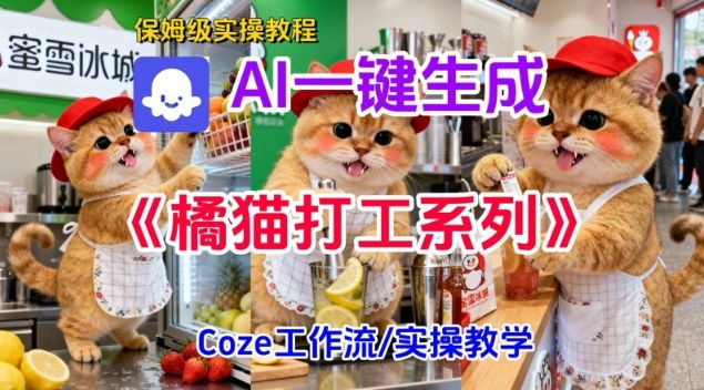 Coze扣子工作流一键生成胖橘猫打工短视频，保姆级实操搭建教学-阳明聊项目