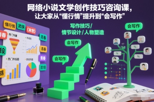 网络小说文学创作技巧咨询课，让大家从“懂行情”提升到”会写作”的高度-阳明聊项目