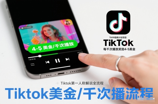 TK中视频计划项目，Tiktok第一人称解说流程，每干次播放奖励4-5美金-阳明聊项目