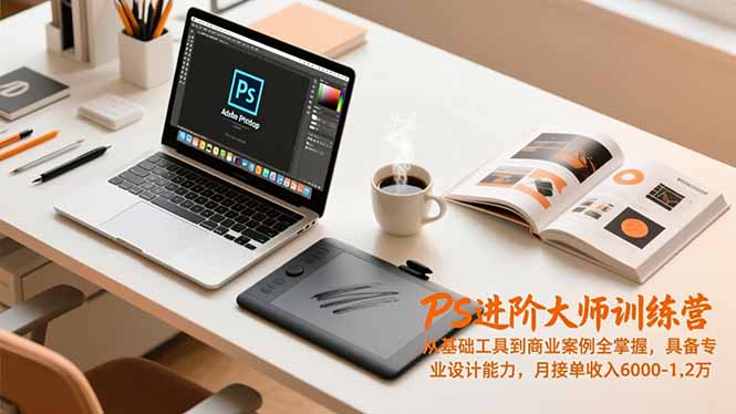 PS进阶大师训练营，从基础工具到商业案例全掌握，具备专业设计能力，月接单收入6000-1.2万-阳明聊项目