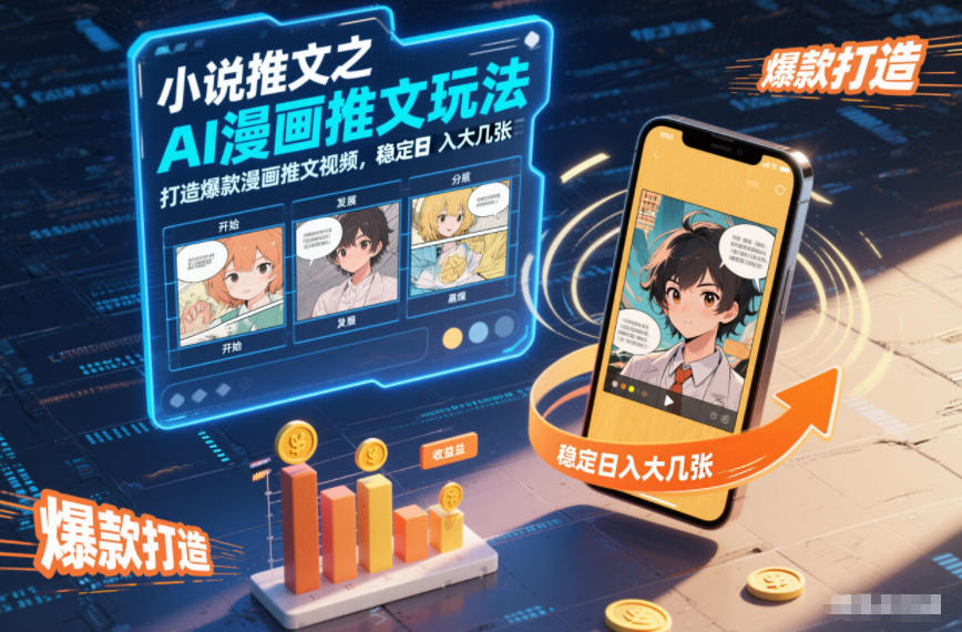 小说推文之AI漫画推文玩法，打造爆款漫画推文视频，稳定日入大几张-阳明聊项目