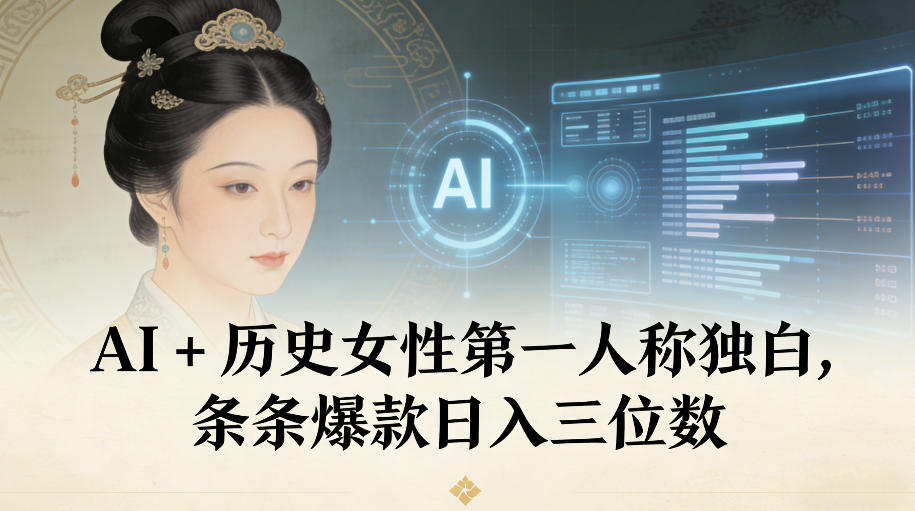 AI+历史女性第一人称独白，条条爆款日入三位数-阳明聊项目