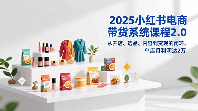 2025小红书电商带货系统课程2.0，从开店、选品、内容到变现的闭环，单店月利润达2万-阳明聊项目