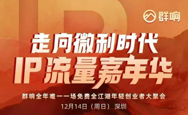 2025ip嘉年华万人12月14深圳线下课，走向微利时代，IP流量嘉年华，实操性极强的商业干货课-阳明聊项目