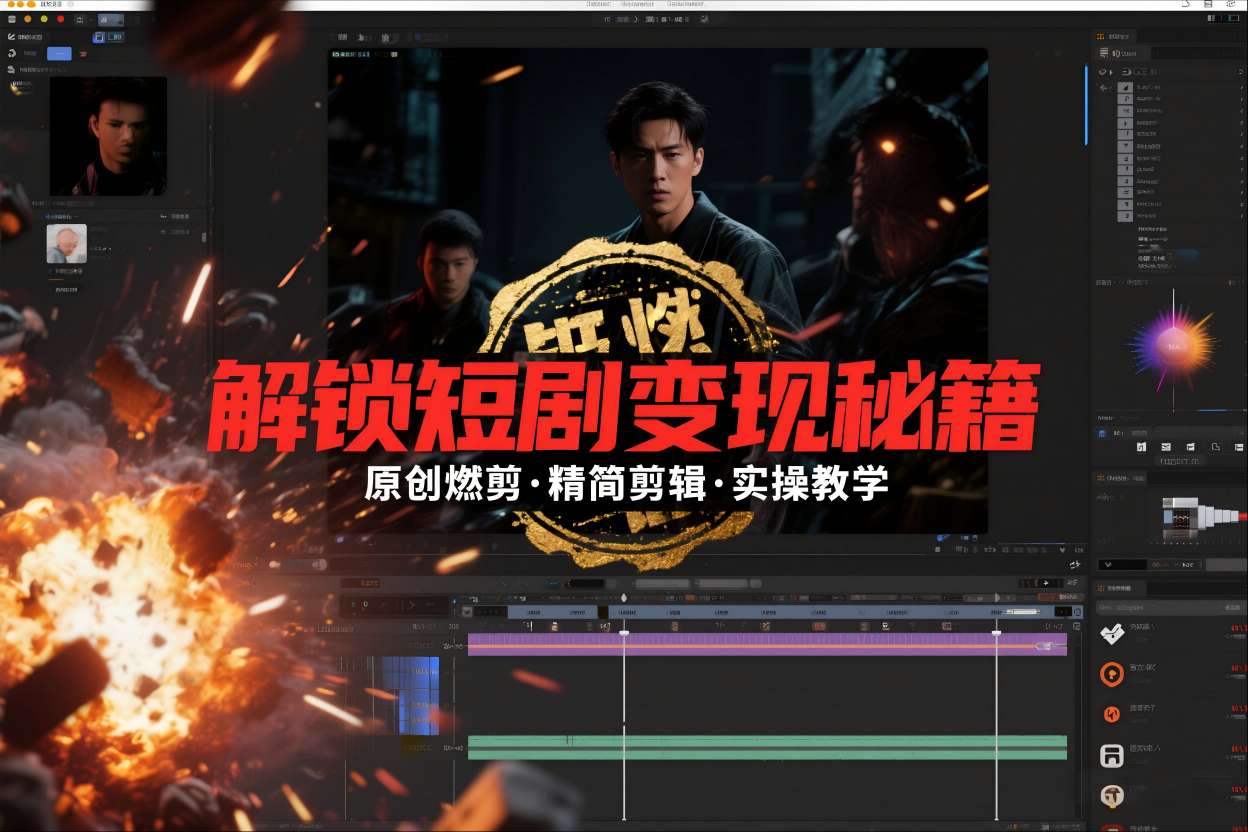 短剧拉新之原创燃剪精简剪辑实操课，解锁短剧变现秘籍-阳明聊项目