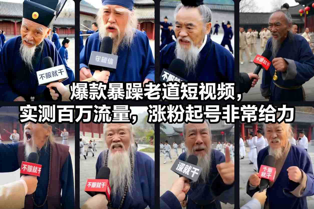 爆款暴躁老道短视频，实测百万流量，涨粉起号非常给力-阳明聊项目