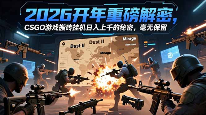2026开年重磅解密，CSGO游戏搬砖挂机日入上千的秘密，毫无保留-阳明聊项目