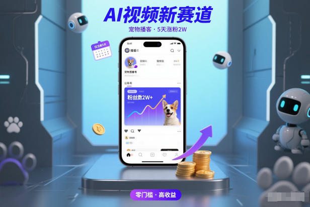 AI视频新赛道,宠物播客仅注册5天涨粉2W,收益非常可观-阳明聊项目