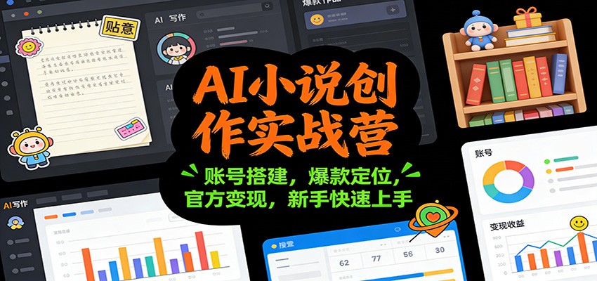 AI小说创作实战营:账号搭建,爆款定位,官方变现,新手快速上手-阳明聊项目