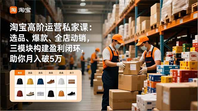 淘宝高阶运营私家课：选品、爆款、全店动销，三模块构建盈利闭环，助你月入破5万(更新12月-阳明聊项目