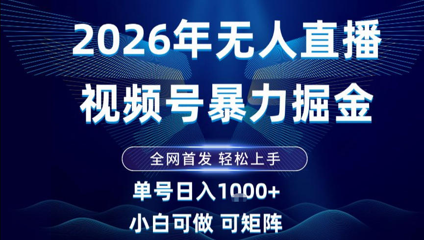 2026最新视频号无人直播掘金,全网首发,小白可以玩,长期稳定日入1k+【揭秘】-阳明聊项目