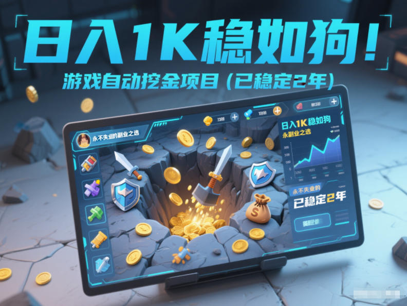日入1K稳如狗！游戏自动挖金项目(已稳定2年)，永不失业的副业之选【揭秘】-阳明聊项目