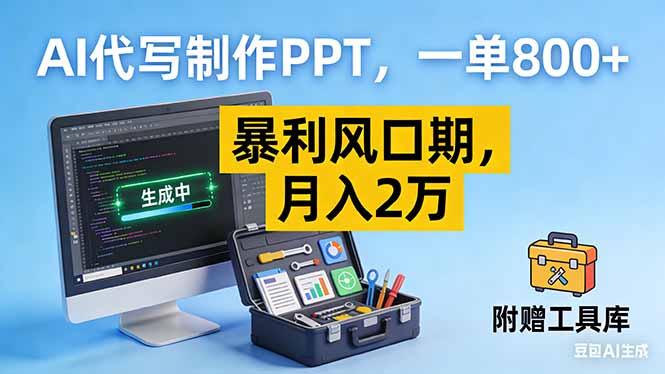 AI代写制作PPT,一单800+, 暴利风口期,月入2万【附工具】-阳明聊项目