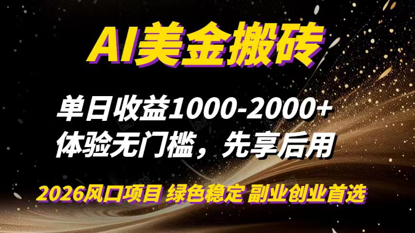AI美金搬砖，单日收益1000-2000+，2025风口项目，可以副业，可以全职，可以工作室放大-阳明聊项目