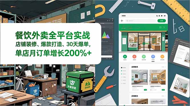 餐饮外卖全平台实战,店铺装修、爆款打造、30天爆单,手把手教学,单店月订单增长200%+-阳明聊项目