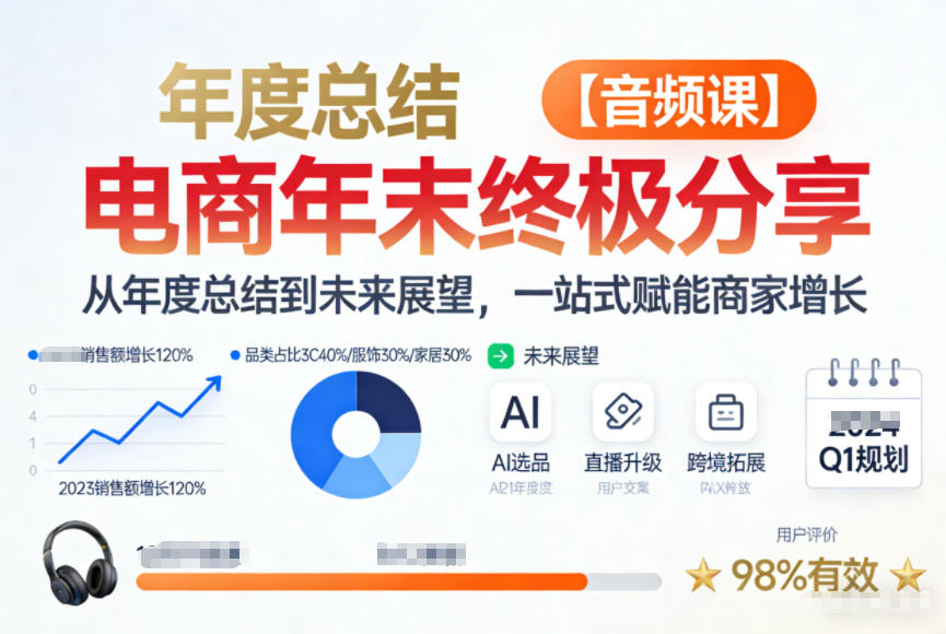 电商年未终极分享,从年度总结到未来展望,一站式赋能商家增长【音频课】-阳明聊项目