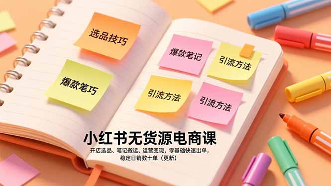 小红书无货源电商课,开店选品、笔记搬运、运营变现,零基础快速出单,稳定日销数十单(更新-阳明聊项目