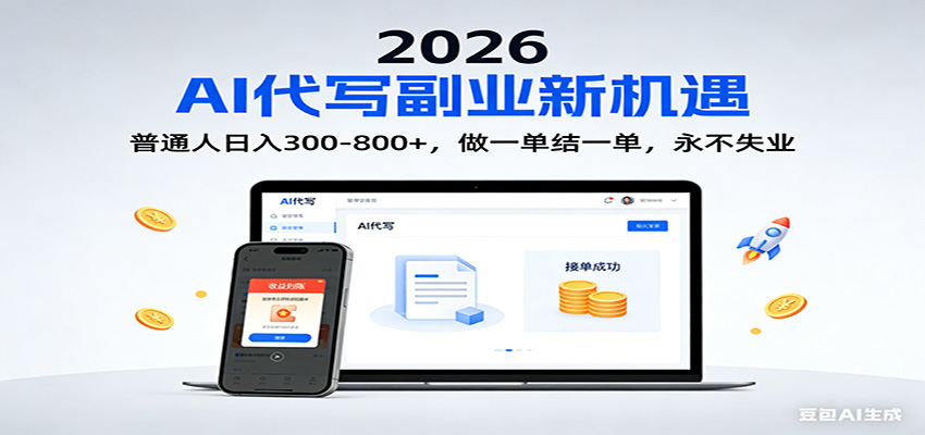 2026 副业首选！AI 代写日入 300-800，普通人0门槛，做一单结一单！-阳明聊项目